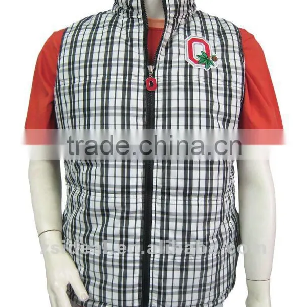 Men's Winter Checker Nylon Padding Waistcoat&Vest