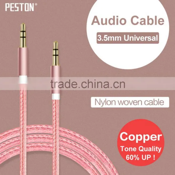 3.5mm Aux Cable Jack to Jack Gold Plated Universal Audio Cable Male to Male for Car for IPhone Beats' Headphone