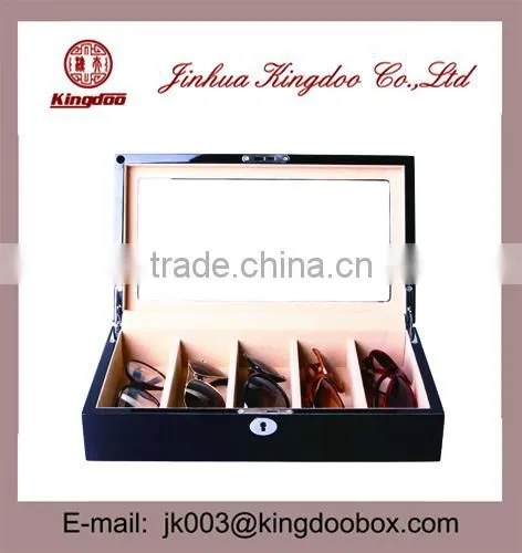 Jinhua Supplier Rectangular Wooden Handmade PU Leather Sunglasses Box With Window photo-6