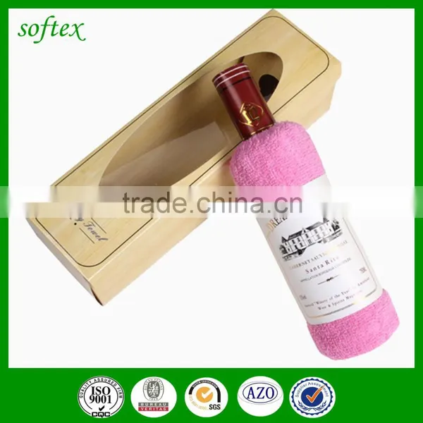 Gift Wedding Cake Towel Bottle Shape of Wine Red Towels Wine Bottle Towel Cake photo-3