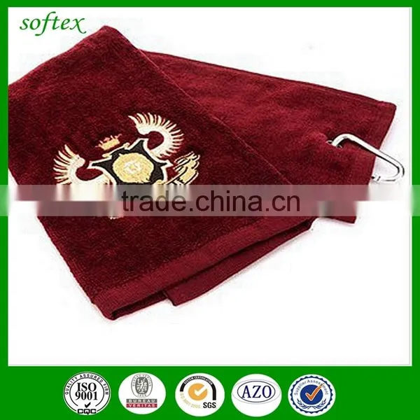 Metal Hook 100 Cotton Golf Towel Embroidery Style photo-2