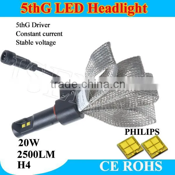 FANLESS LED Headlight With Flexible Tinned Copper Braid LED Headlight Kit - H4 photo-5
