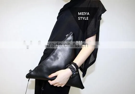 Fold Over Hand Bag Clutch Bag,Triangle Leather Clutch Bag,Women Clutch Bag Clutch Bag,Zipper Bags,Distressed Hand Bag photo-4