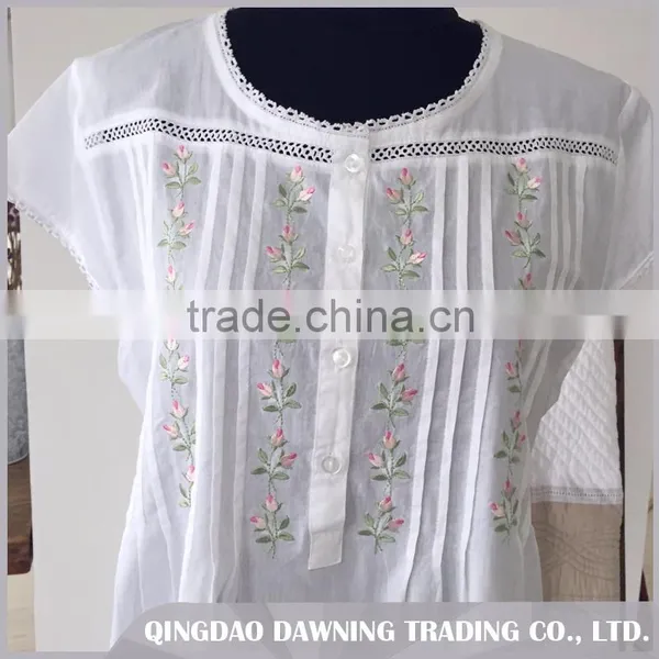 High Quality Embroidred Women's Sleepwear Night Dress Nightgown photo-2