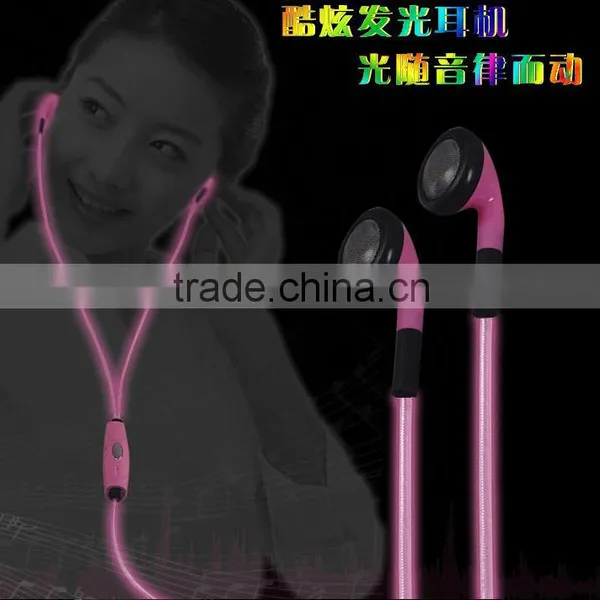 Most Popular Sport Visible Flowing LED Glow Flash Light Stereo Earphone With Mic EL Glowing Headsets photo-4