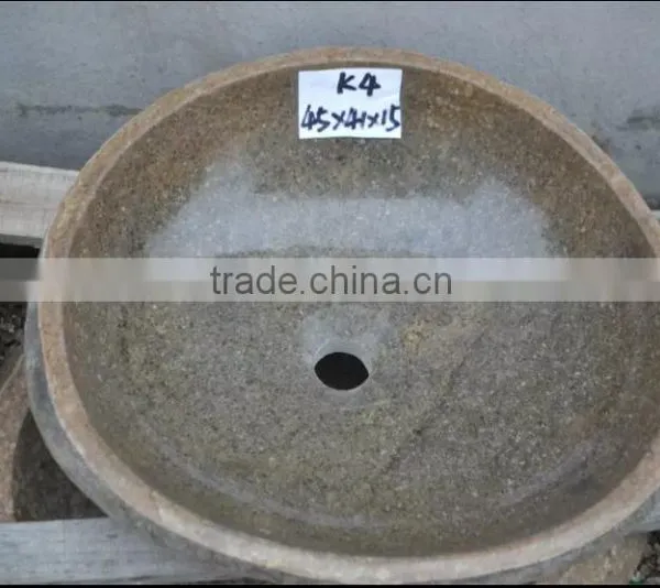 2015 Hot Sale Eco-Friendly Natural Cobble Stone Wash Basin photo-2