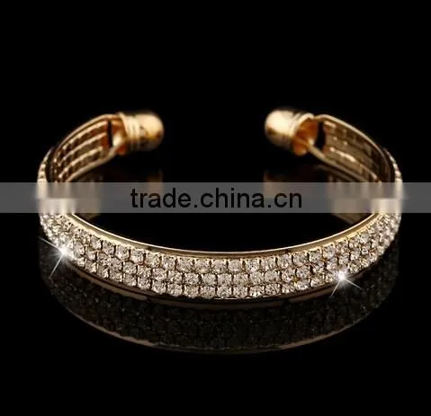 Fashion Women Girl Crystal Rhinestone Charm Bracelet Open Cuff Bangle photo-2