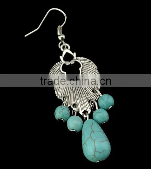 2016 New Design Boho Vintage Alloy Turquoise Long Earrings For Women photo-5