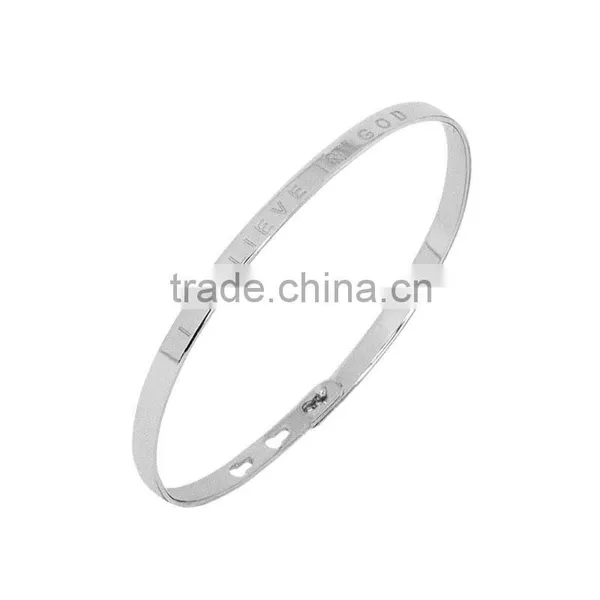Memories Bangles With Customize Design Word 'I BELIEVE IN GOD' With 4mm/7mm Width