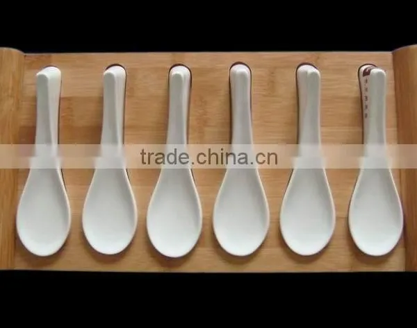 HM0008-8597 Durable Porcelain Seasoning Spoon and Wood Tray