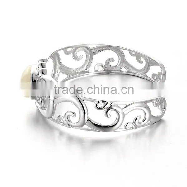Available Size 925 Sterling Silver Cuff Bangle Women Bracelets Wholesale LWB0002 photo-3