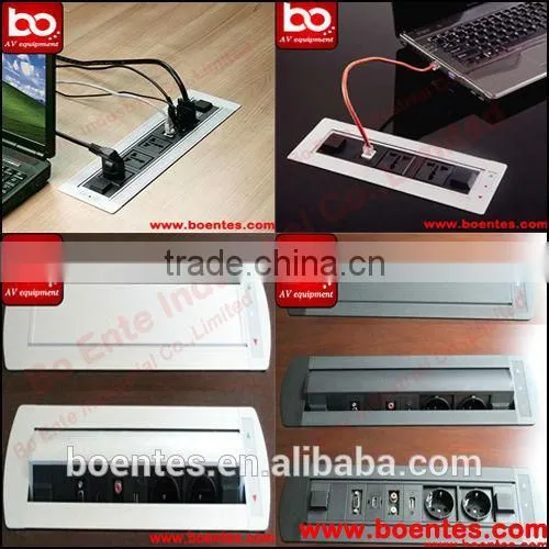 Office Desktop Rotatable US Power Socket With RJ45/VGA Plug for Conference Table Outlet photo-4