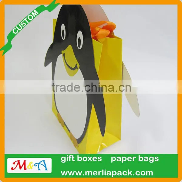 Penguins Cartoon Christmas Paper Bags Present Kids Birthday Party Jumbo Bags photo-2