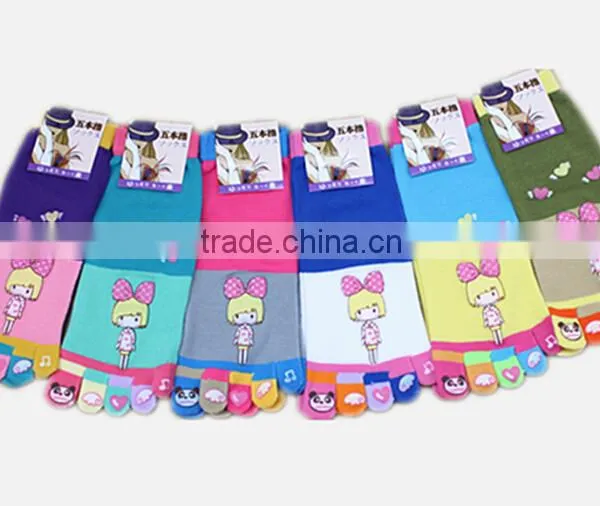 Women's Five Toe Socks, Bowknot Girl Toe Socks, Lovey Cartoon Toe Socks