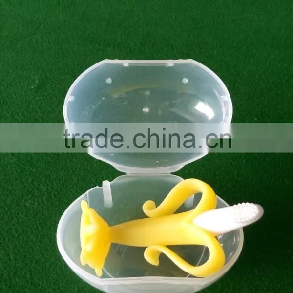 BPA Free Silicone Baby Toothbrush Banana Teether Toys, Baby Banana Teething Toothbrush for Infants photo-3