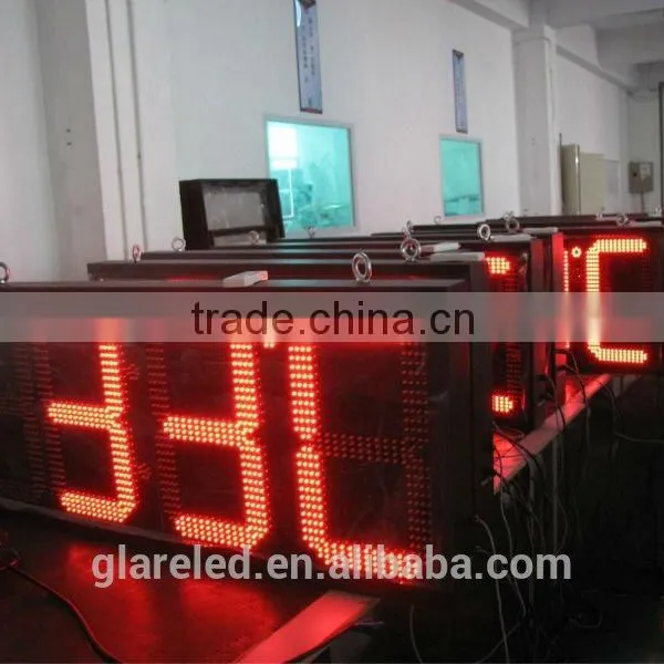 led clock time date temperature sign double-side outdoor big led clock