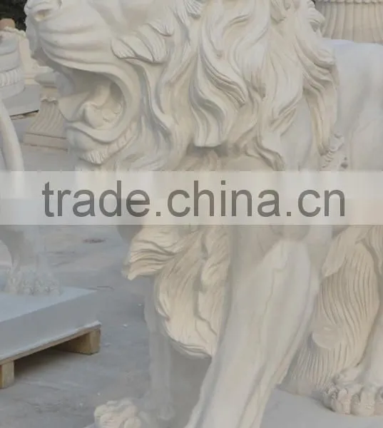 Outdoor Decorative White Marble Life Size Lion Statues photo-3