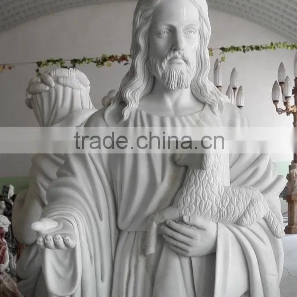 Hand Carved Life-size White Marble Jesus Statue photo-2