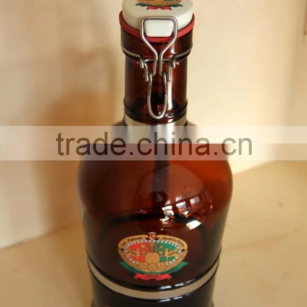 Hot Sale! Amber Beer Glass Jug/glass Bottle With Handle , Customized Logo photo-3