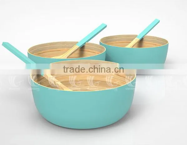 Lacquer Bamboo Salad Bowls, Spun Bamboo Trays photo-5