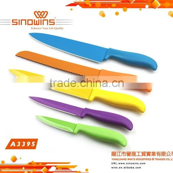 A3397-C New Design 5pcs Non-stick Coating Stainless Steel Kitchen Knife Set photo-6