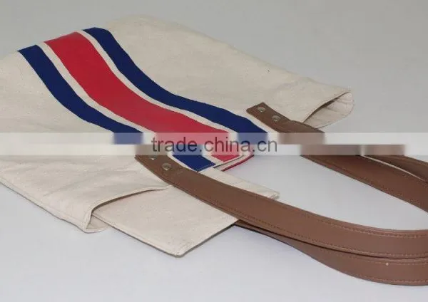 2015 Premium Cotton Canvas Bag With Leather Handle Women's Casual Cotton photo-6
