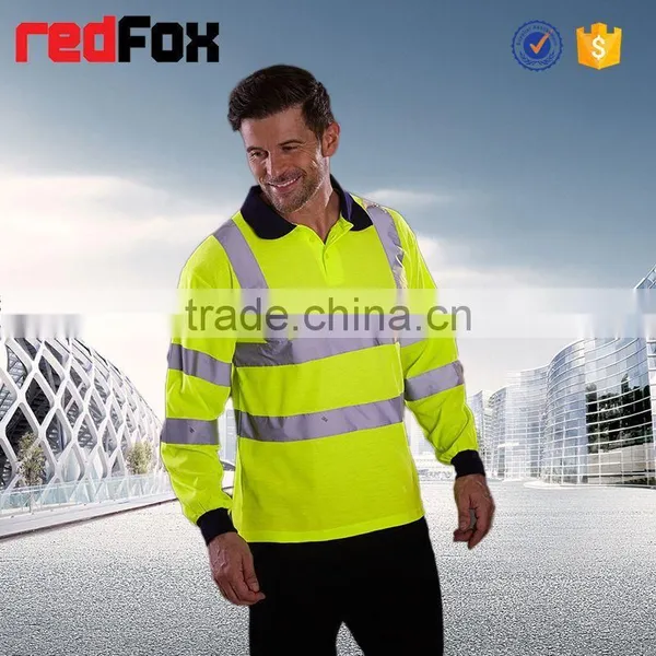 Safety T-shirt Blue Short-sleeved Sport Warning Security T-shirt Stripe Polo T-shirt photo-3