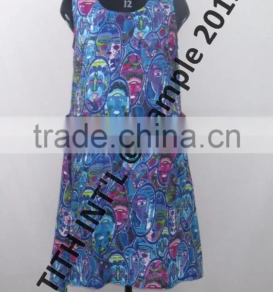 Sleevless Printed Cotton Ladies Dress photo-5