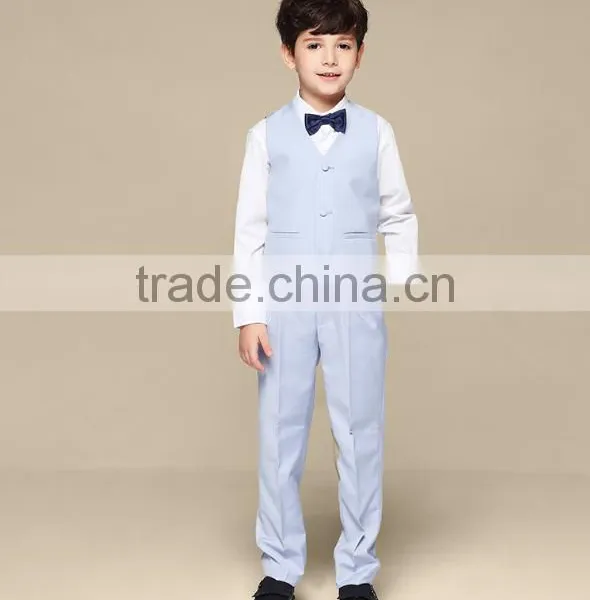 2017 New Latest Fashion Design Tie Vest Coat Pant 5 Pieces Boy Suit photo-2