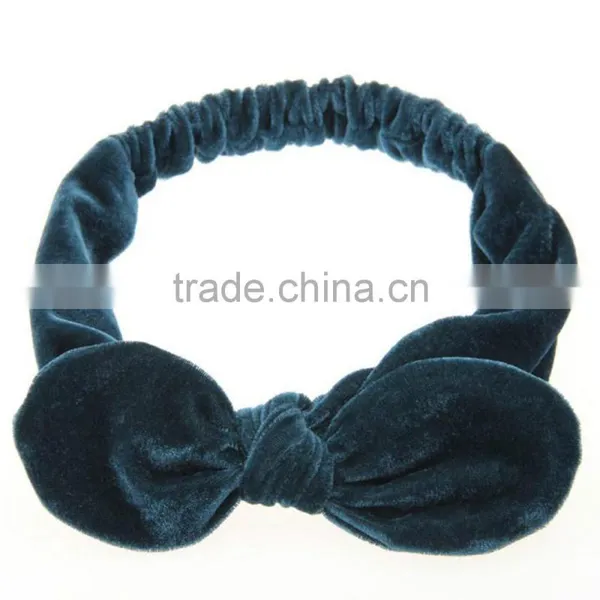Cute Velvet Headbands Knot Ear Bow Turban photo-2