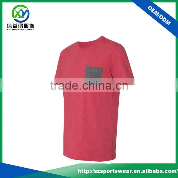 High Quality Cotton O-neck Sport Men t Shirts With Pocket photo-3