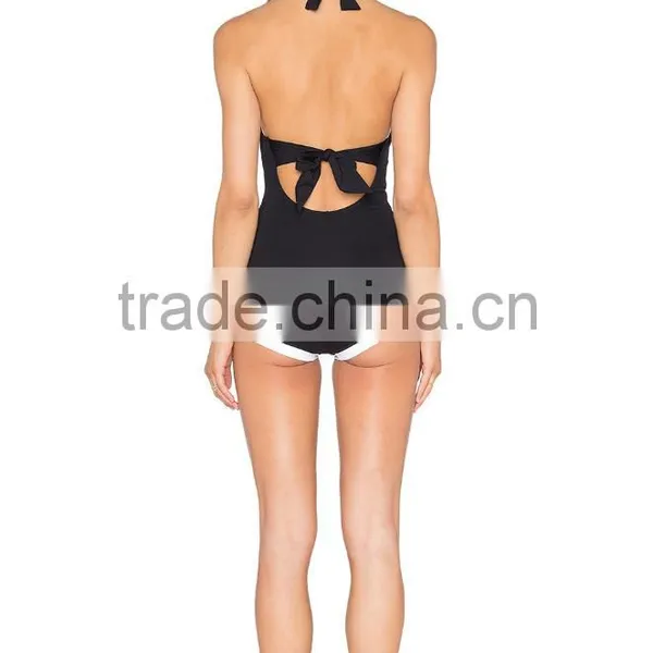 Black and White Was Thin Piece Swimsuit Conservative photo-3
