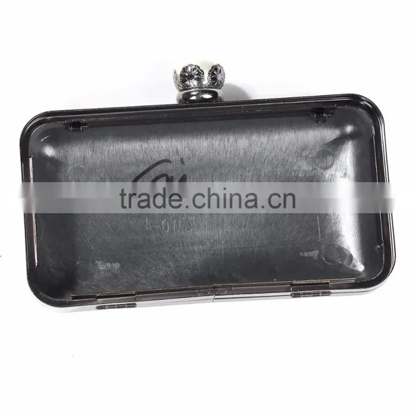 Iron Based Alloy Rectangle White Gunmetal Flower Acrylic Imitation Pearl Kiss Clasp Purse Frame photo-3