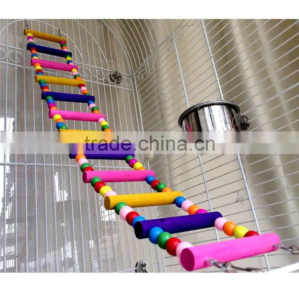 Newest Colorful Climbing Ladder Pet Bird Ladder Macaw Cockatiel Parrot Hamster Wood Ladder Climb Bell Swing Bite Toy photo-6
