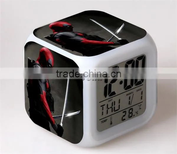 Promotion Gift LED Alarm Clock Deadpool Alarm Clock Table Clock for Kids Custom Digital LED Alarm Clock photo-3