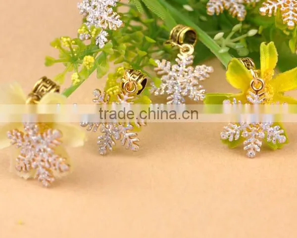 50pcs Gold Christmas Snowflake Crystal Rhinestone Charms Pendant Beaded Jewelry Findings photo-6