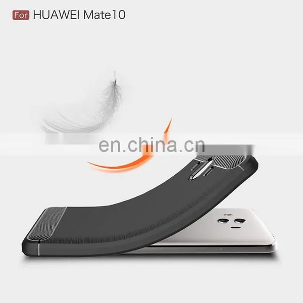 Carbon Fiber Brushed Metal Solid Color TPU Black Cover Case for Huawei Mate 10 photo-6