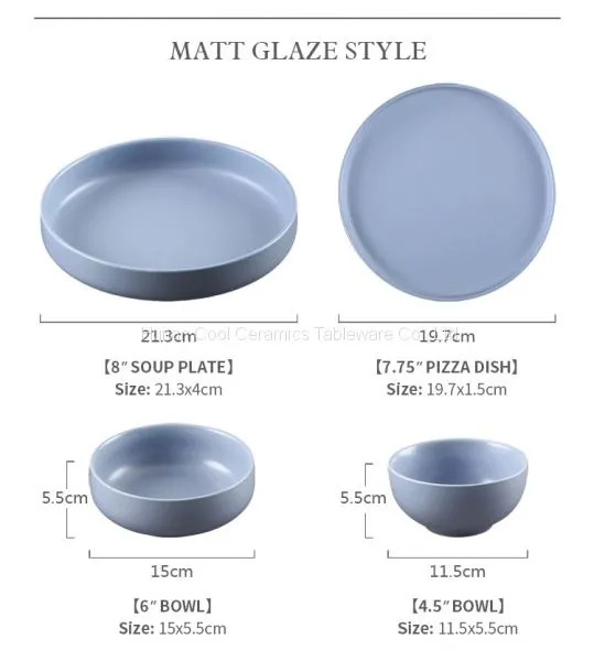 European Dinnerware Plate Colored Glaze Houseware Matte Glazed Custom Ceramic Pottery Dinnerware Set photo-2