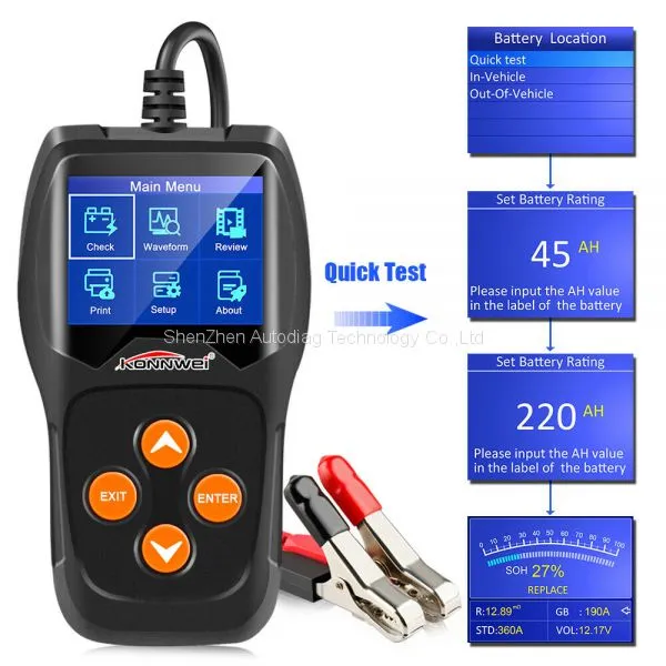 KW600 Auto Battery Tester Analyzer 100 to 2000CCA Car Tester 12V Digital Color Screen photo-4