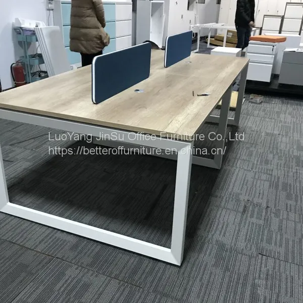 Module Design 4 Person Division Office Table Face to Face Steel Leg Desk Wooden Top photo-4
