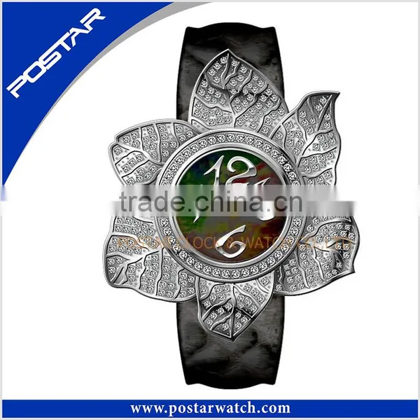 Fashion Ladies Women Flower Shape Rhinestone Jewelry Analog Quartz Wrist Watch photo-4