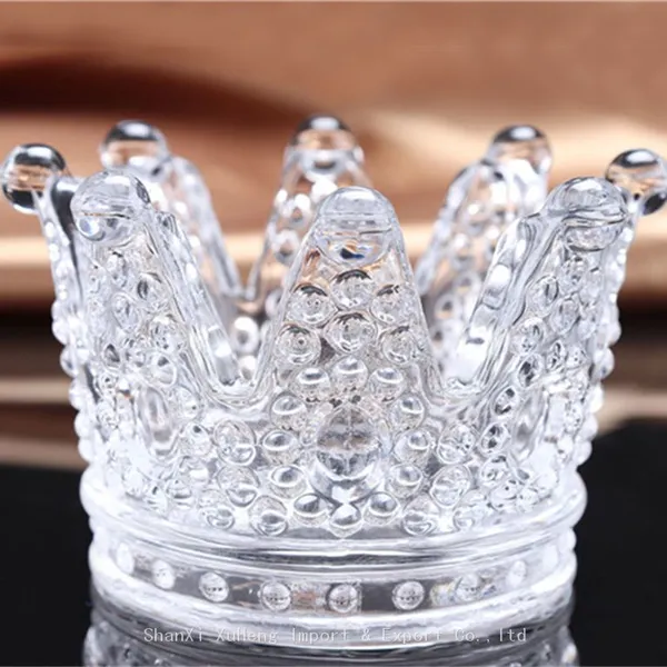 Durable Clear Glass Candlesticks Creative Cute Crystal Crown Ashtray Candle Holders For Christmas Party Home Decoration photo-4