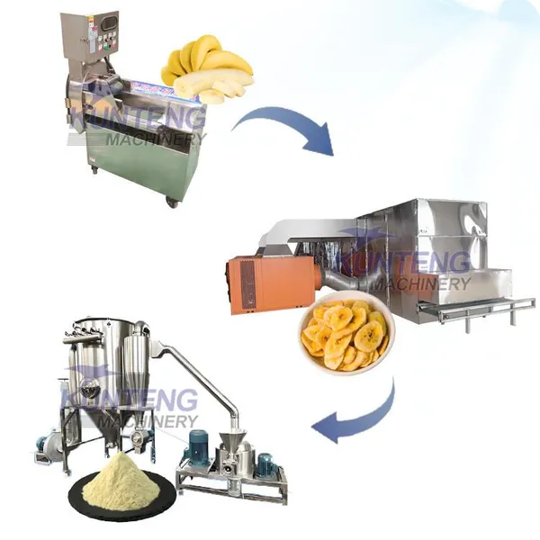 Banana Slice Dryer Plantain Banana Full Set Cleaning Slicing Drying Grinding Machine Production Line