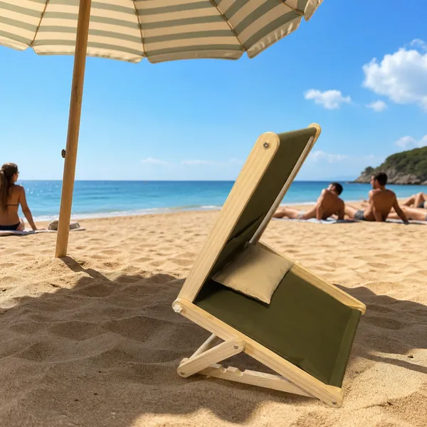 Folding Beach Chair Reclining 2-in-1, 5-Position Adjustable Backrest Steel Tube Portable Lounge Chair Factory Direct Wholesale