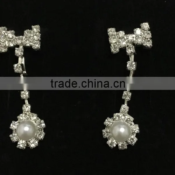 New Arrivals Wedding Silver Bowknot Crystal Bridal Choker Necklace Earring Jewelry Set photo-4