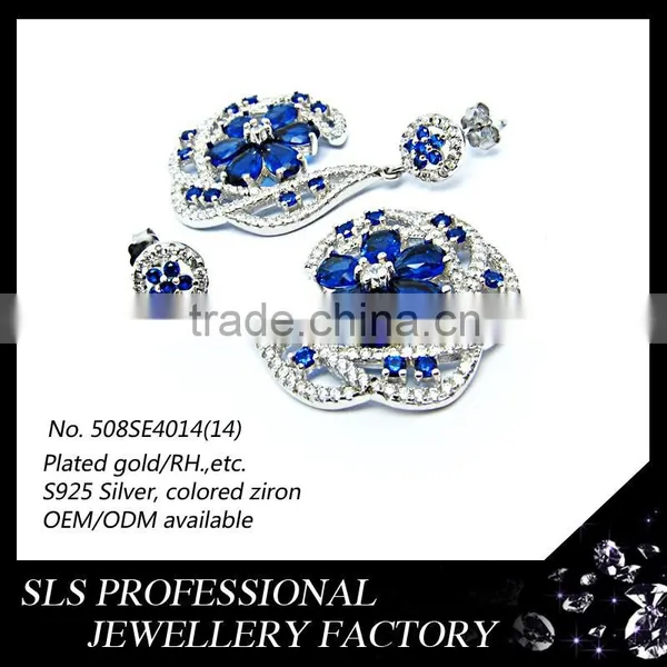 2015 Fashion China Wholesale 925 Royal Blue Silver Pakistani Bridal Jewelry Sets photo-3
