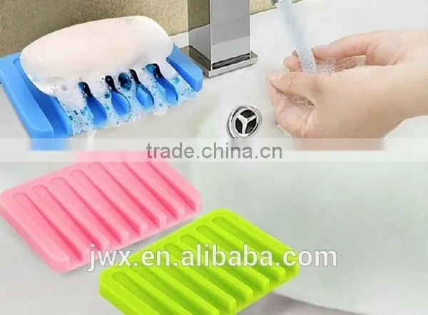 Blue Silicone Soap Support Restroom Hands Washing Tool photo-3