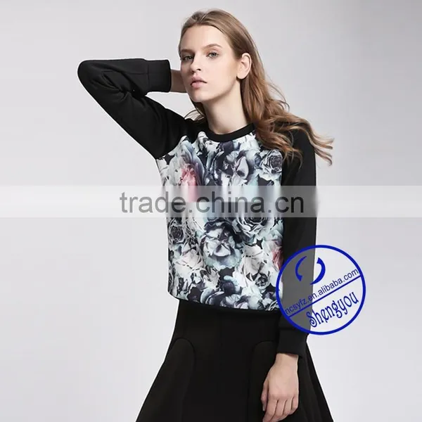 Custom Space Cotton Womens Printed Pullover Raglan Sleeve Sweatshirts Wholesale photo-4