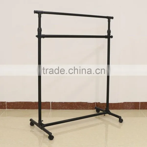 Adjustable Double Wire Metal Clothes Hanging Display Rack