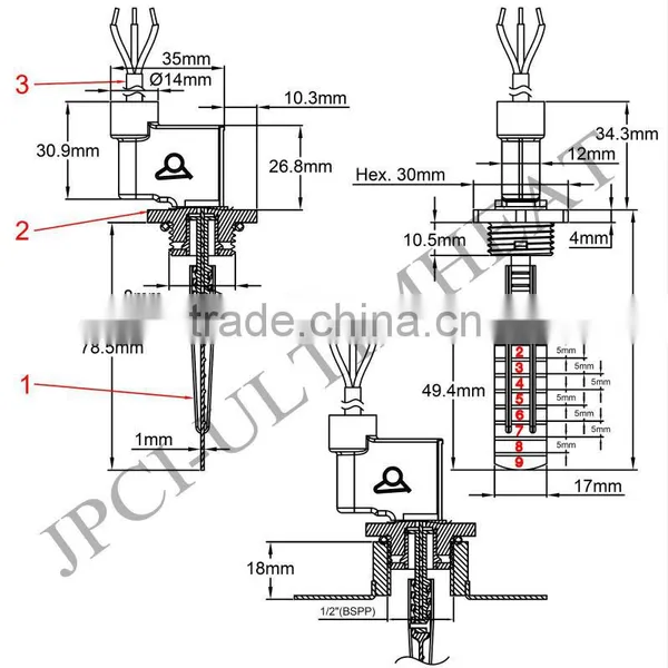 Type R1D Paddle Flow Switches, Micro-switch Contact 1/2 BSPP Male Thread photo-2